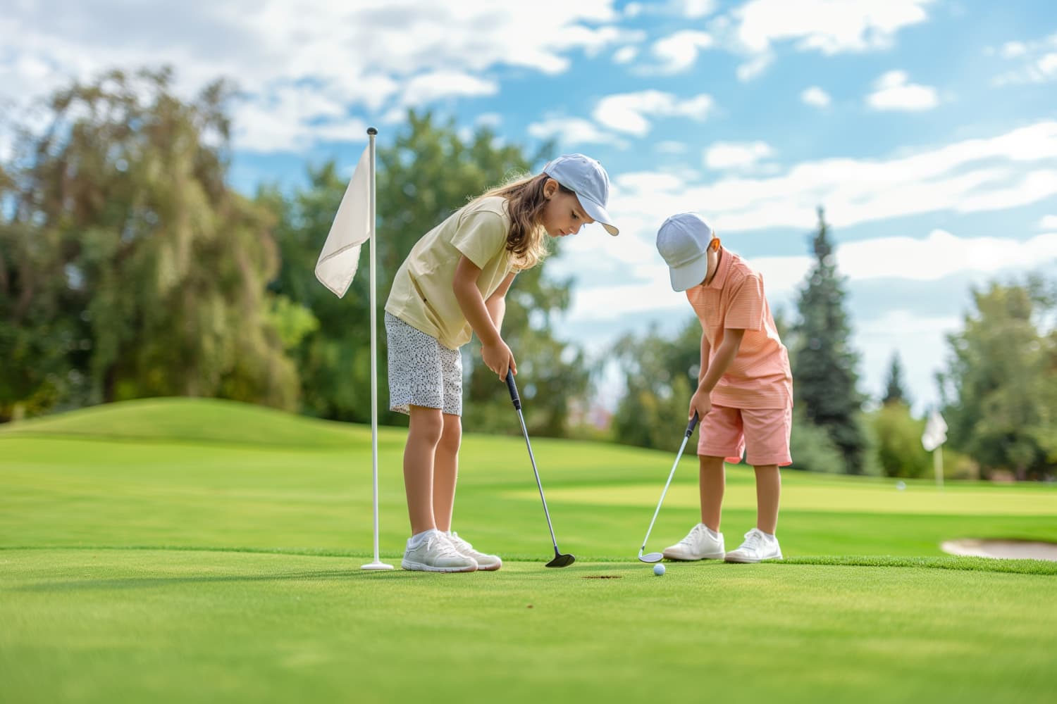 Kids playing golf